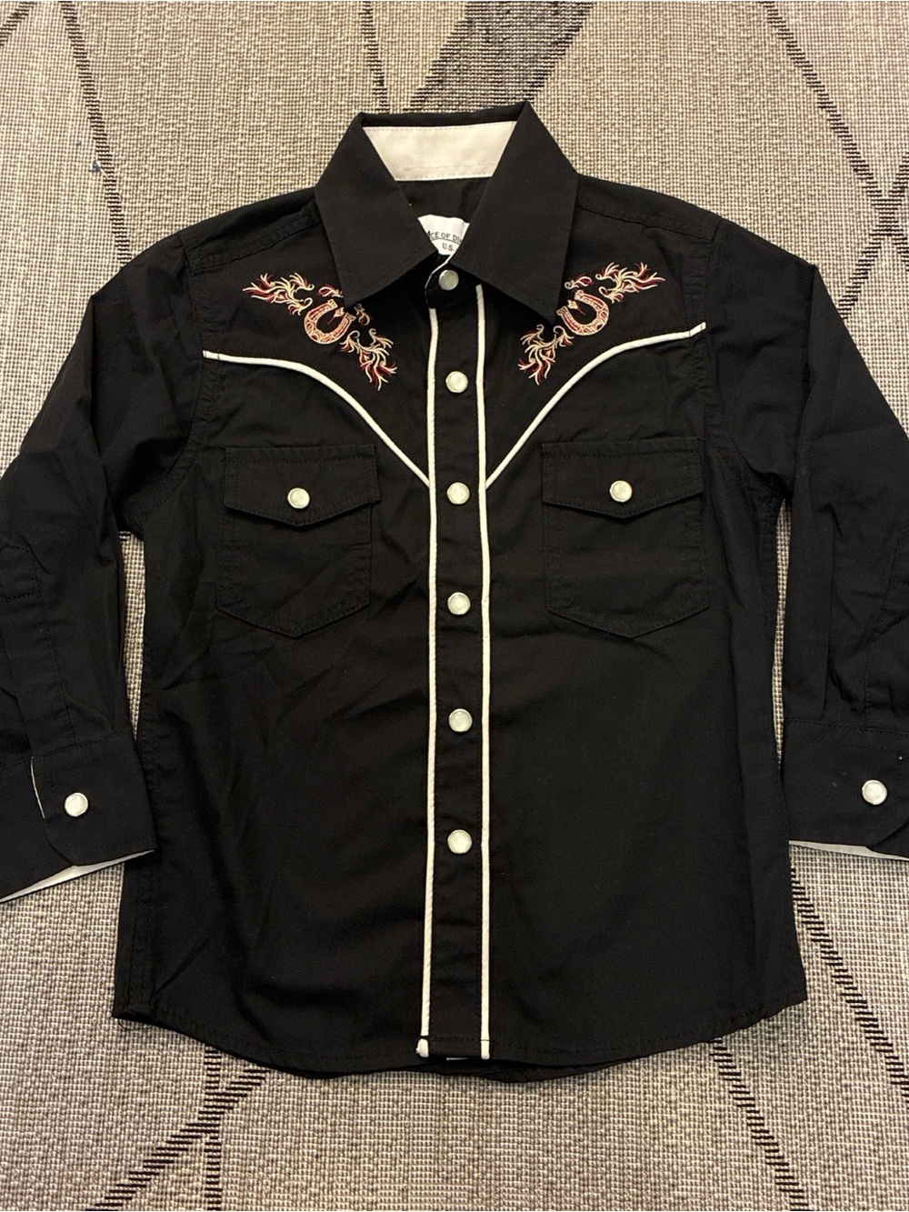 Black Western Shirt with Horse Shoes